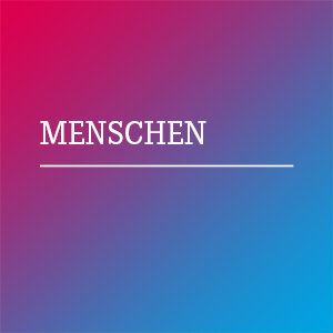Das Bild zeigt den Schriftzug "MENSCHEN" auf einem farbigen Hintergrund in Rosa und Blau. Es vermittelt ein modernes, ansprechendes Design.